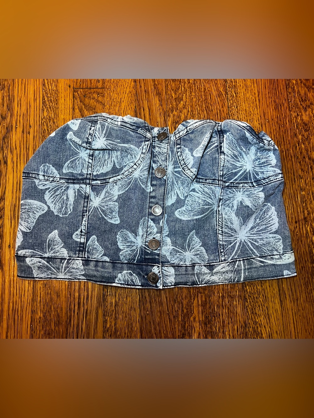 Forever 21 Butterfly Jean Tube Top